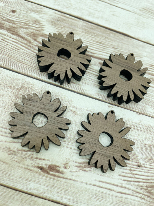 Wood Daisy Flower Earring Blanks, Finished Walnut Blank, DIY Jewelry Making