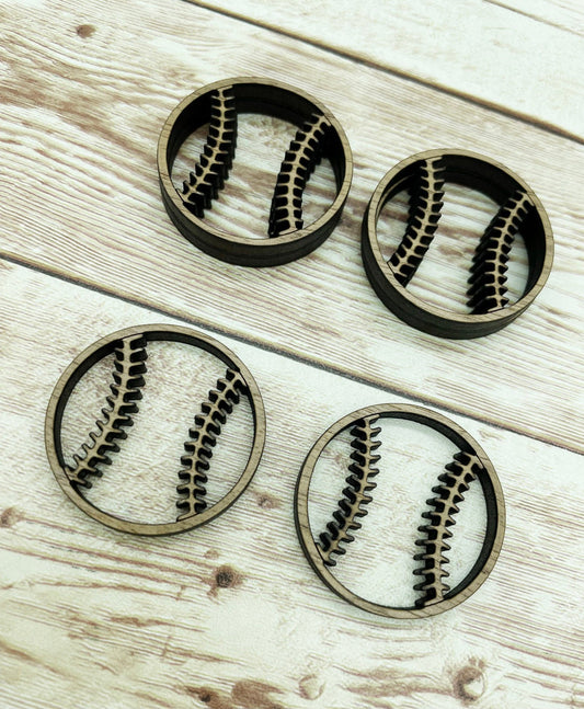 Wood Baseball Cutout Earring Blanks, Finished Walnut Blank, DIY Jewelry Making