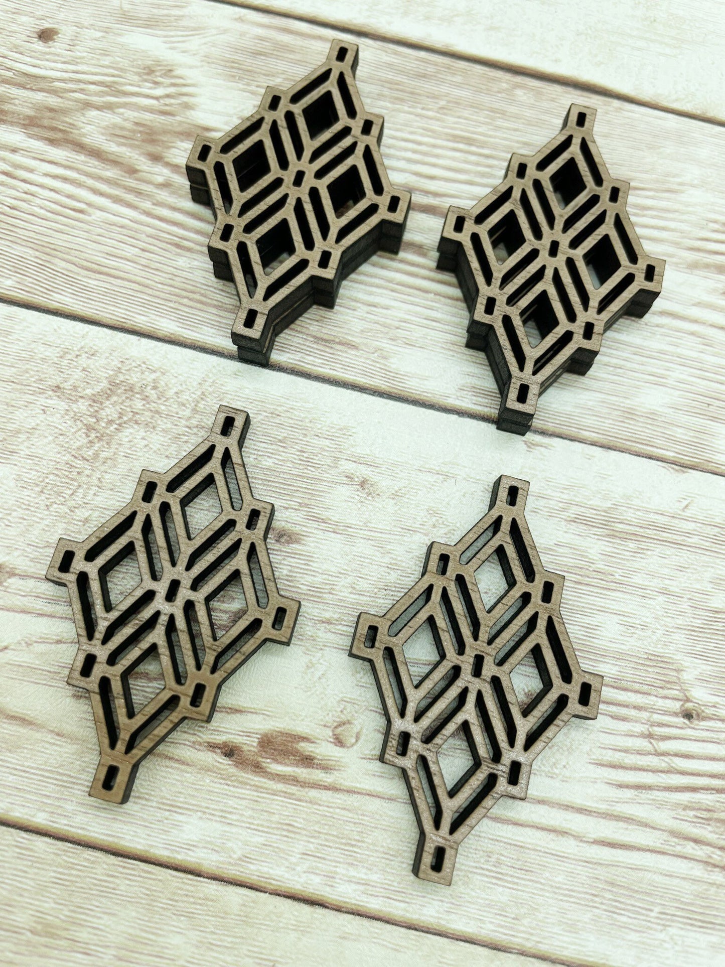 Wood Geometric Diamond Earring Blanks, Finished Walnut Blank, DIY Jewelry Making