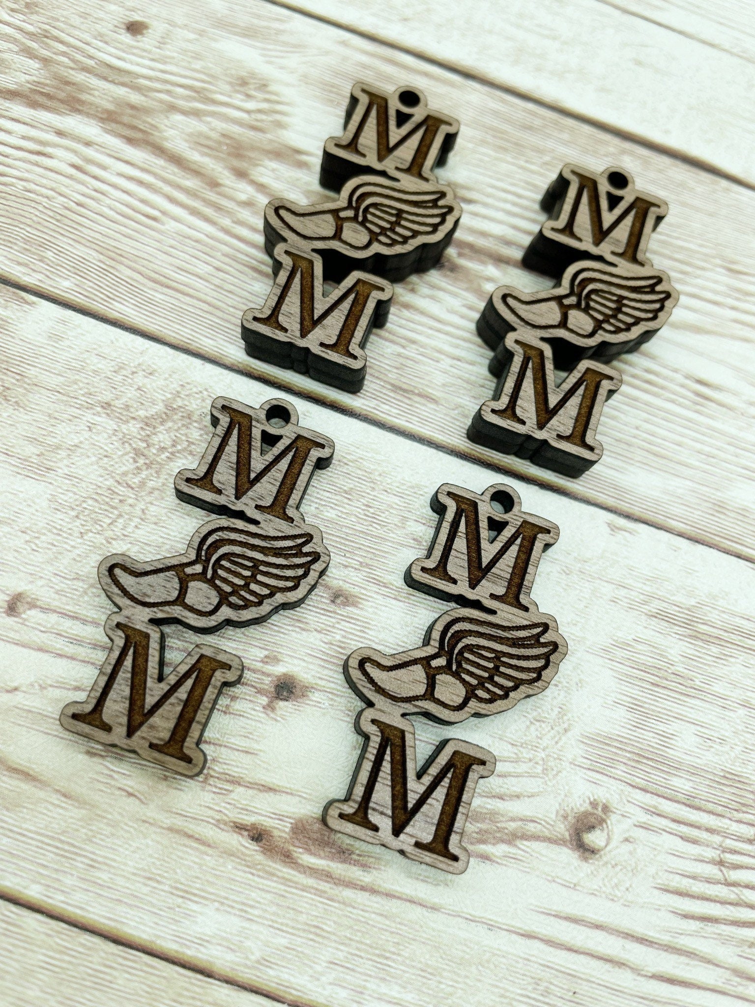 Wood Engraved Track Mom Sports Earring Blanks, Finished Walnut Blank, DIY Jewelry Making