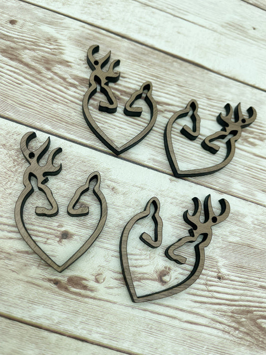Wood Buck and Doe Earring Blanks, Finished Walnut Blank, DIY Jewelry Making