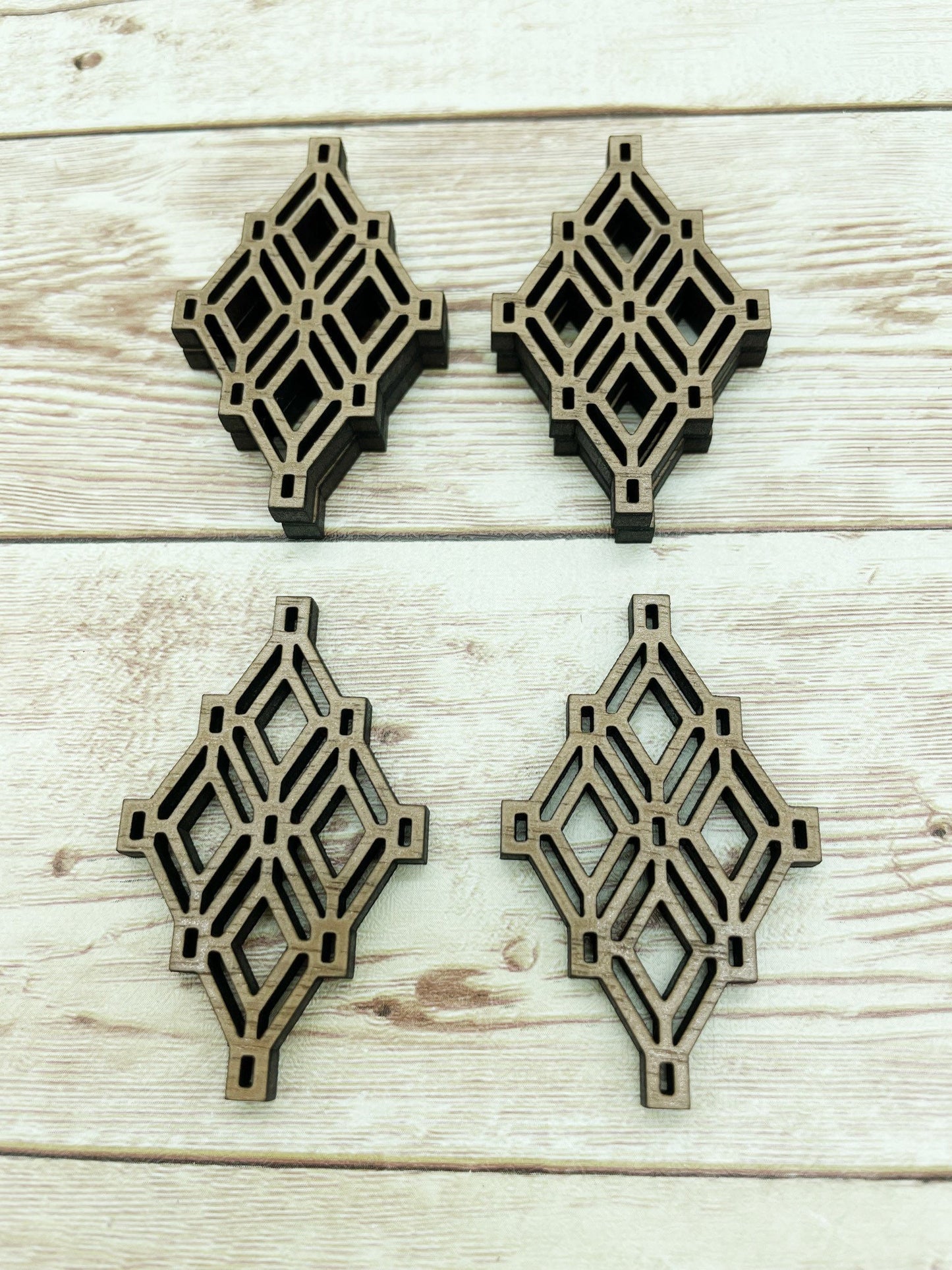 Wood Geometric Diamond Earring Blanks, Finished Walnut Blank, DIY Jewelry Making