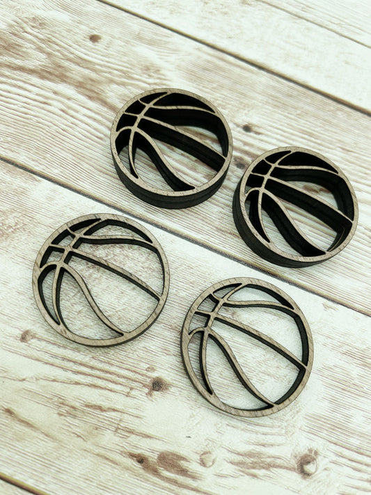 Wood Basketball Cutout Earring Blanks, Finished Walnut Blank, DIY Jewelry Making