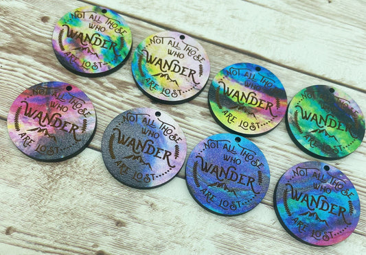 Patterned Wood Engraved Not All Who Wander Earring Blanks, DIY Jewelry Making