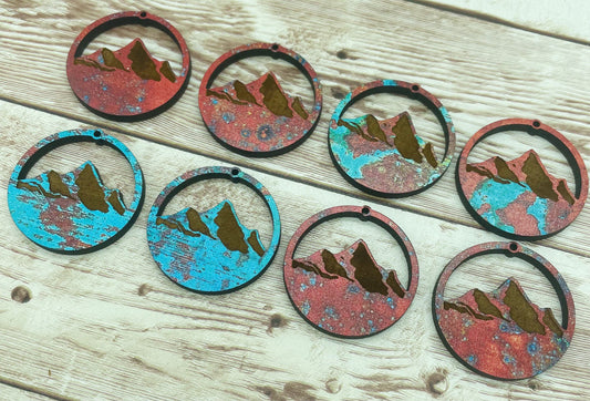 Patterned Wood Engraved Mountain Earring Blanks, DIY Jewelry Making