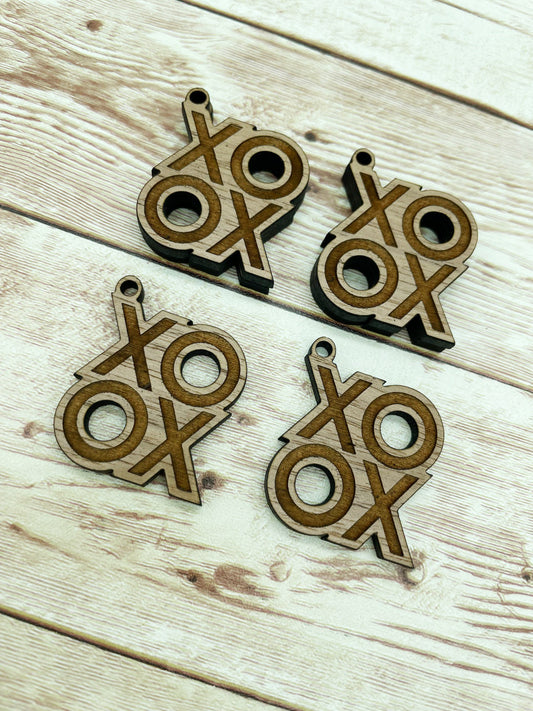 Wood Square Engraved XOXO Earring Blanks, Finished Walnut Blank, DIY Jewelry Making