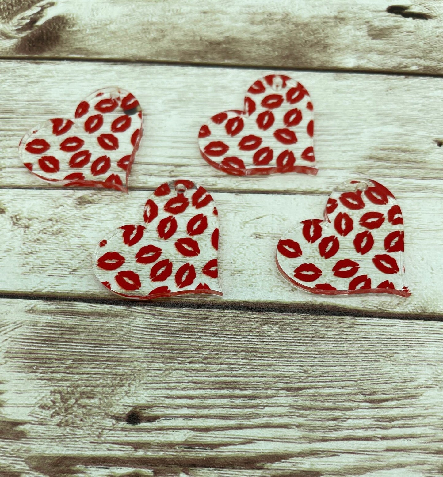 Patterned Acrylic Lips Kiss Heart Earring Blanks, DIY Jewelry Making