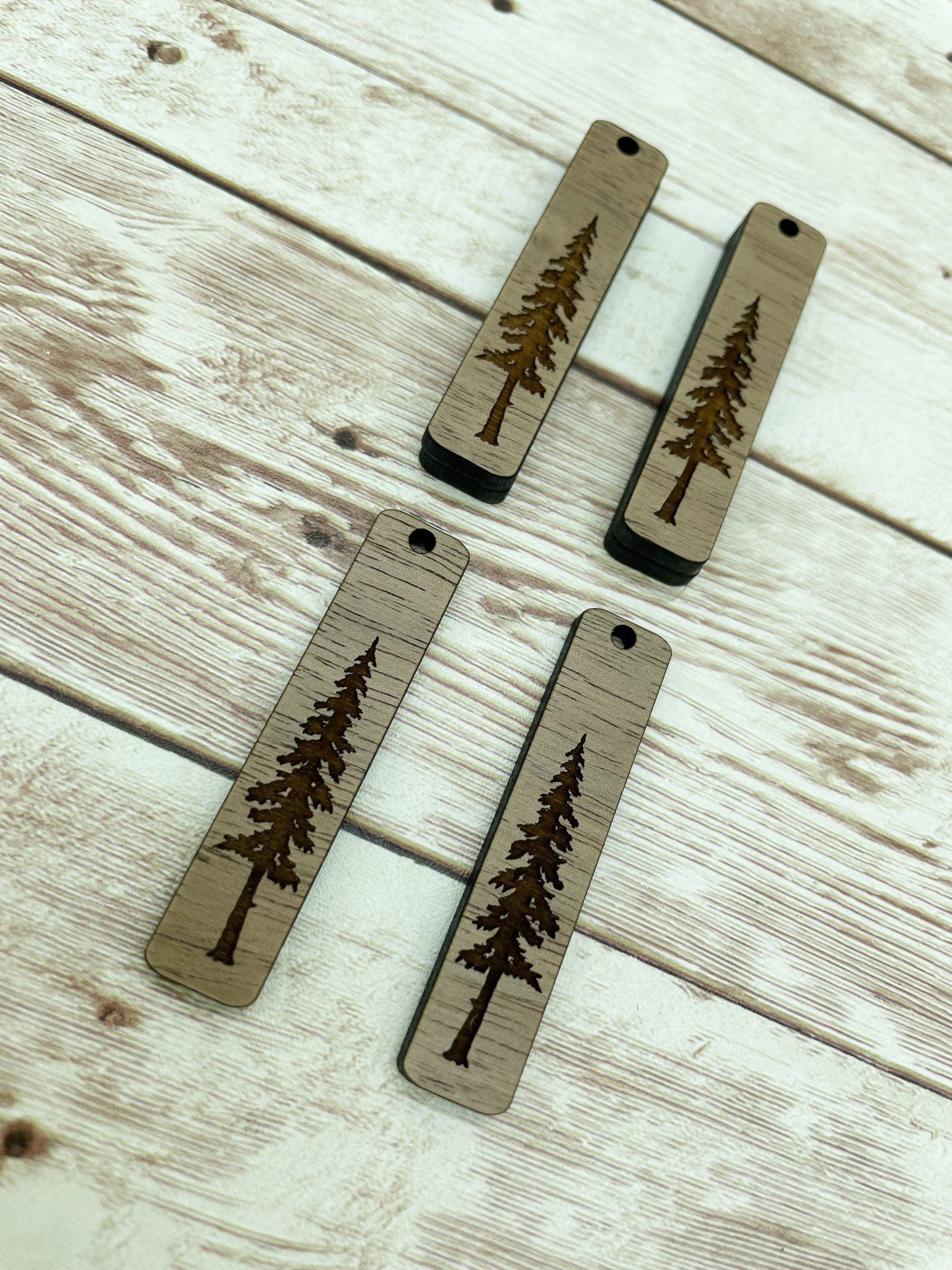 Wood Bar Engraved Tree Earring Blanks, Finished Walnut Blank, DIY Jewelry Making