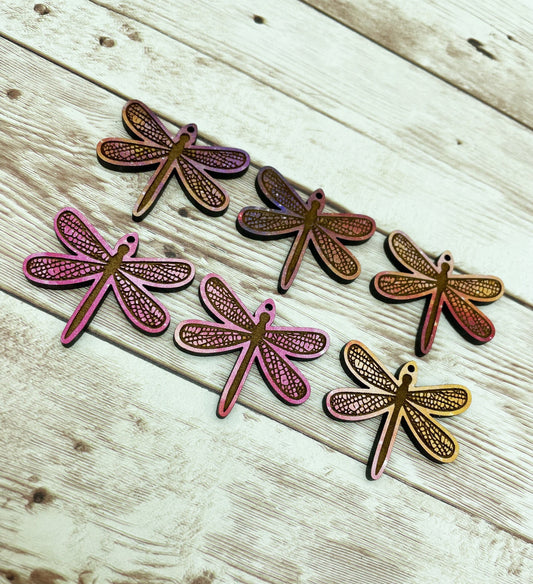 Patterned Wood Engraved Dragonfly Earring Blanks, DIY Jewelry Making