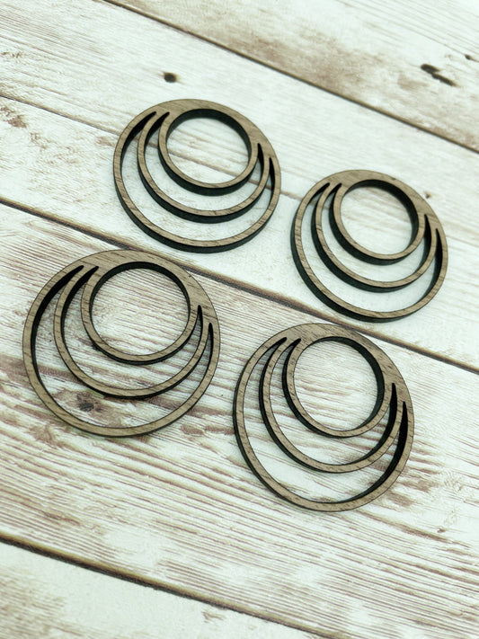 Wood Triple Hoop Earring Blanks, Finished Walnut Blank, DIY Jewelry Making
