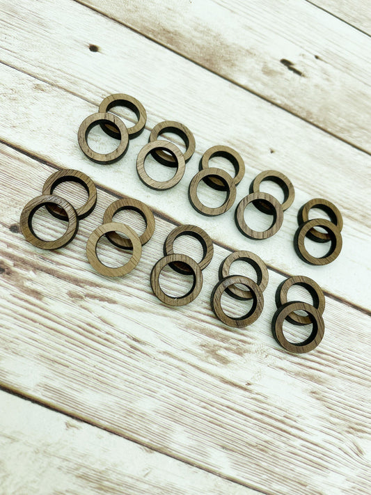 Wood Hollow Circle Earring Connectors Set of 10 Pair, Finished Walnut Blank, DIY Jewelry Making
