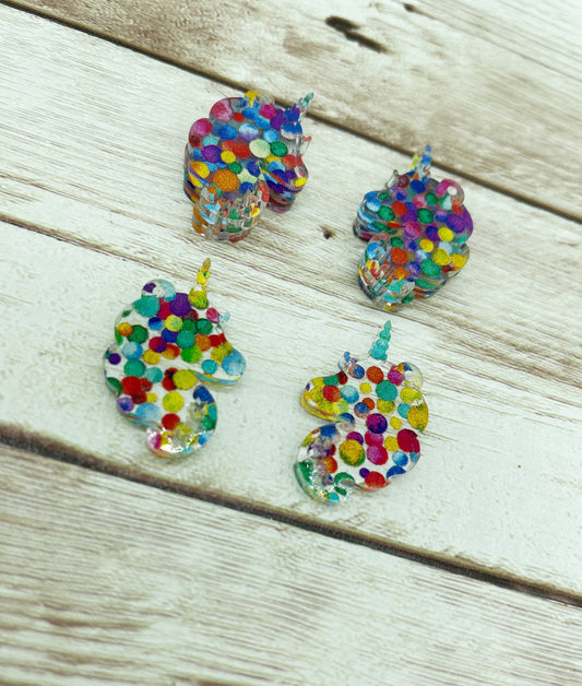 Patterned Acrylic Unicorn Head Earring Blanks, DIY Jewelry Making