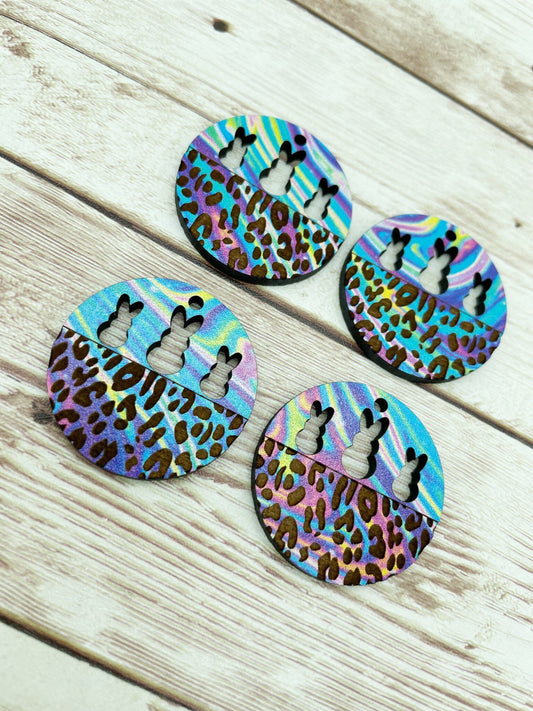 Patterned Wood Engraved Leopard Peep Easter Earring Blanks, DIY Jewelry Making