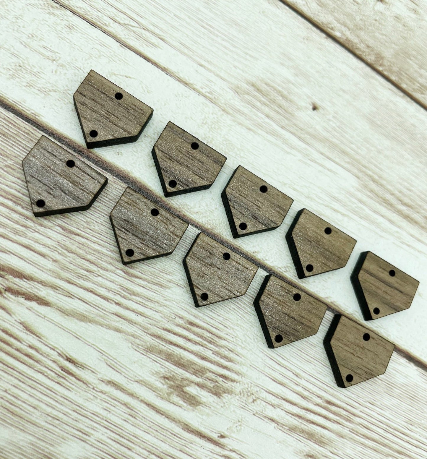 Wood Baseball Home Plate Earring Connectors Set of 5 Pair, Finished Walnut Blank, DIY Jewelry Making