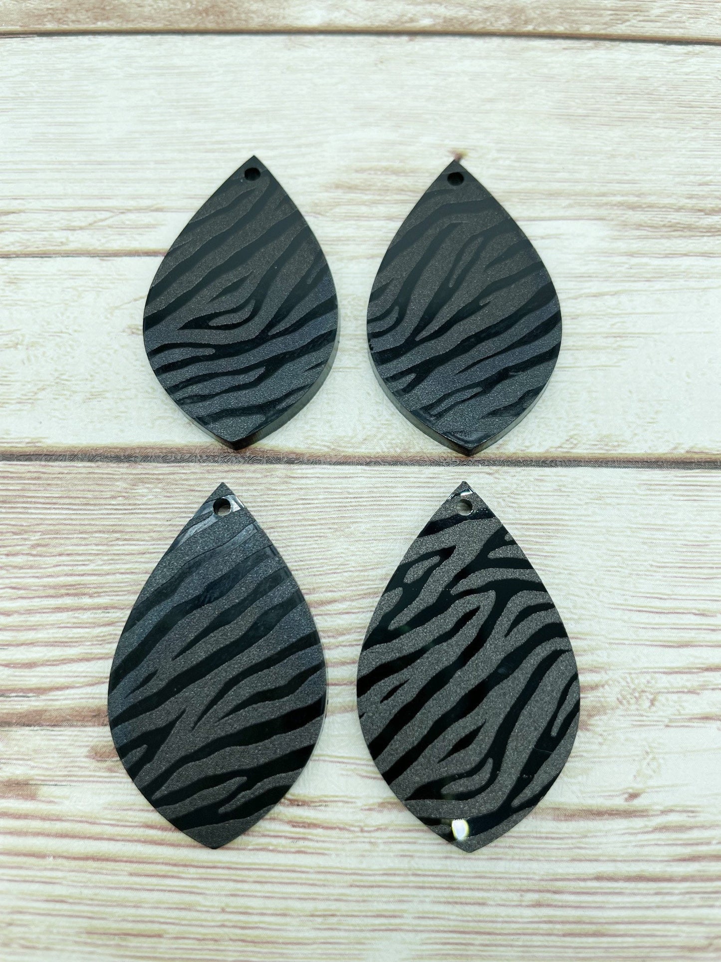 Patterned Black Zebra Print Acrylic Earring Blanks, DIY Jewelry Making