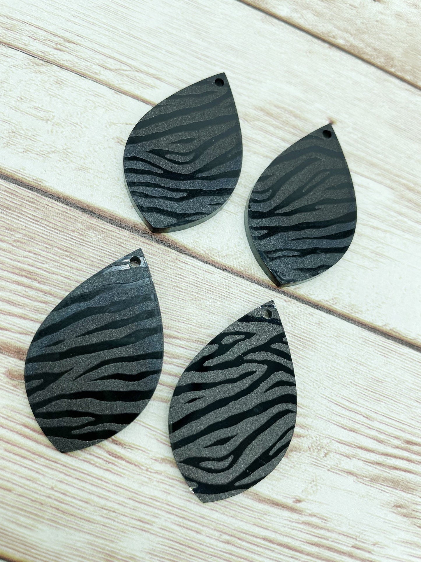 Patterned Black Zebra Print Acrylic Earring Blanks, DIY Jewelry Making