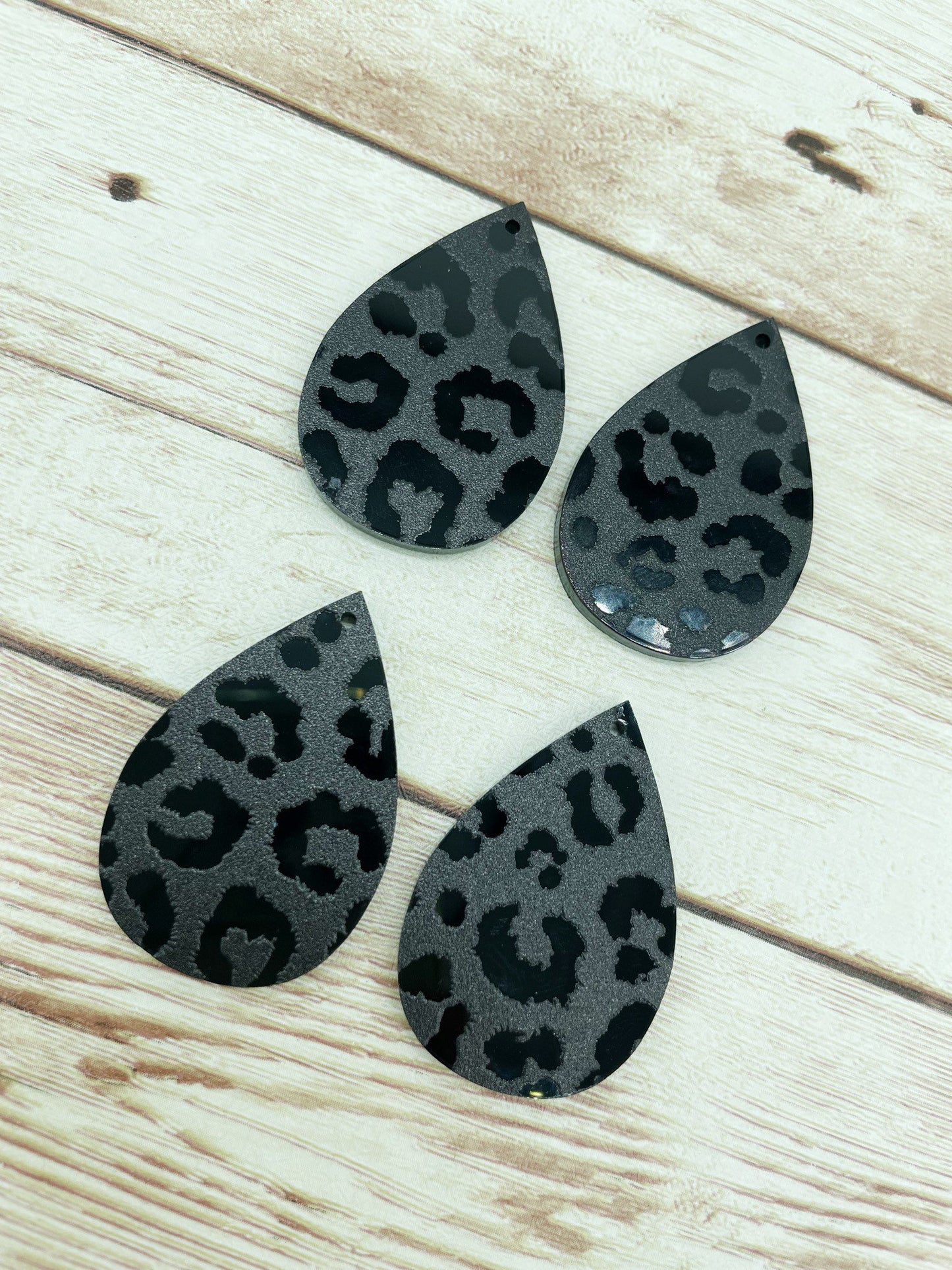 Patterned Black Leopard Print Acrylic Earring Blanks, DIY Jewelry Making