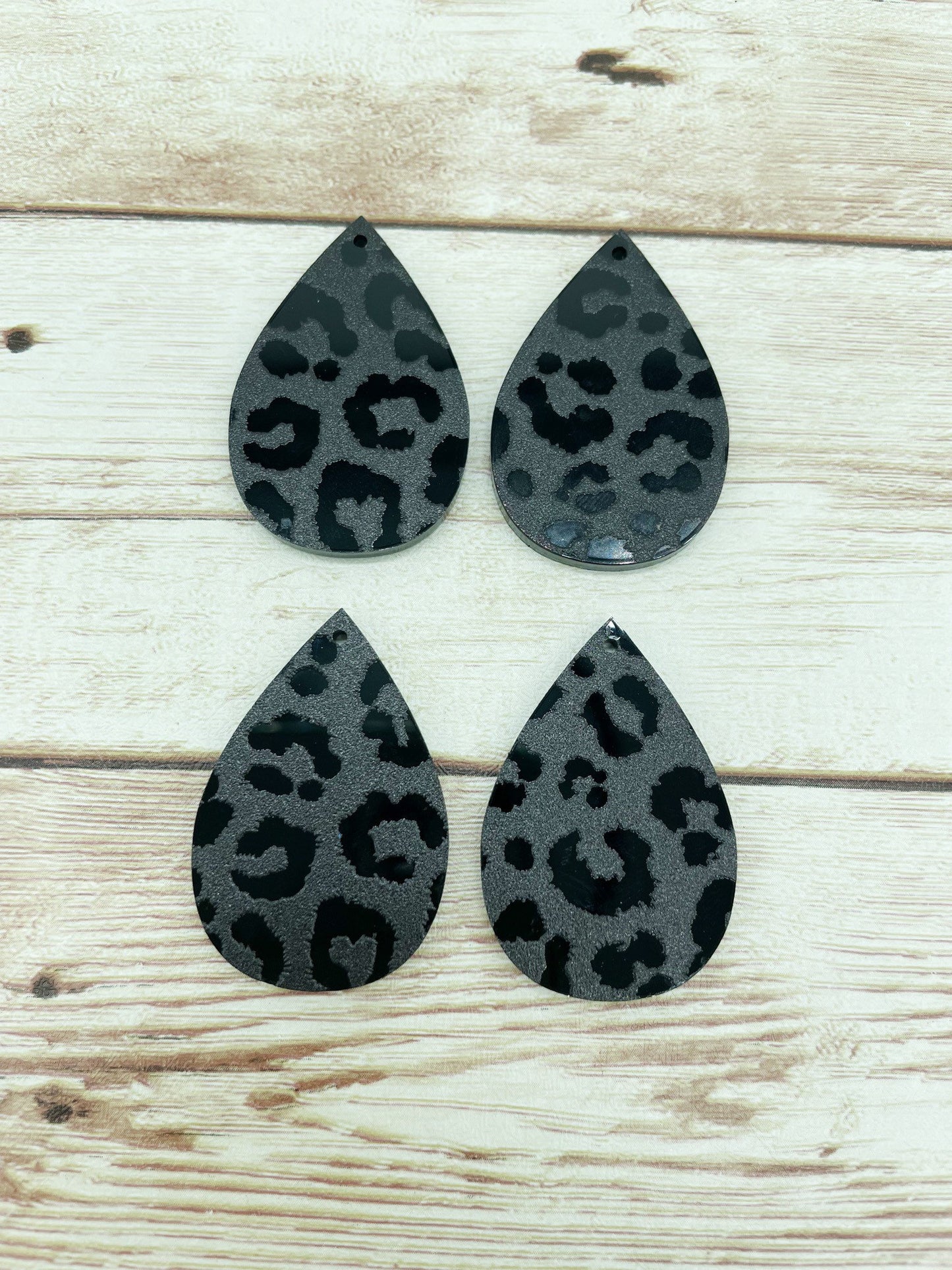 Patterned Black Leopard Print Acrylic Earring Blanks, DIY Jewelry Making