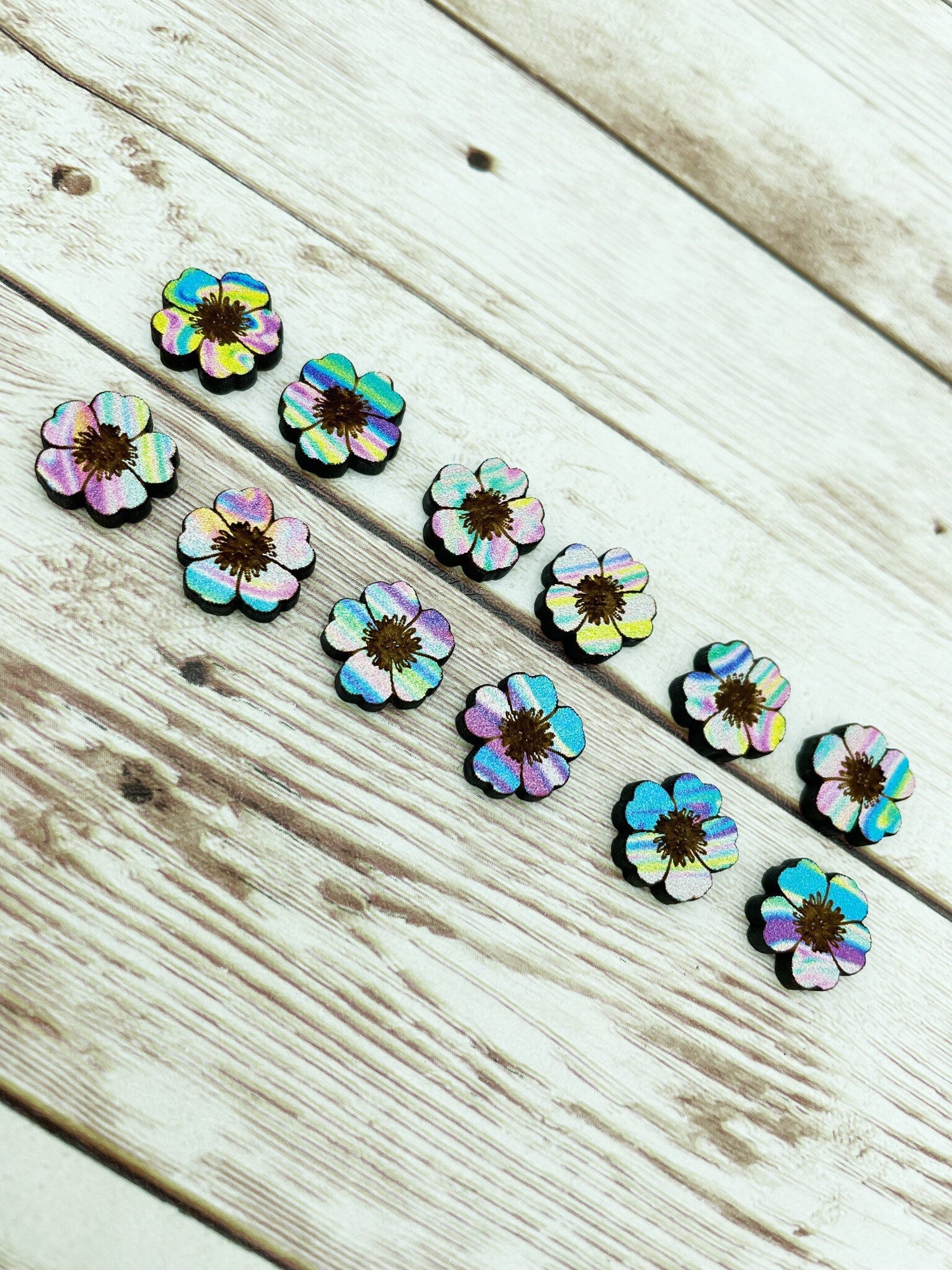 Patterned Flower Stud Earring Blanks Set of 6 Pair DIY Jewelry Making