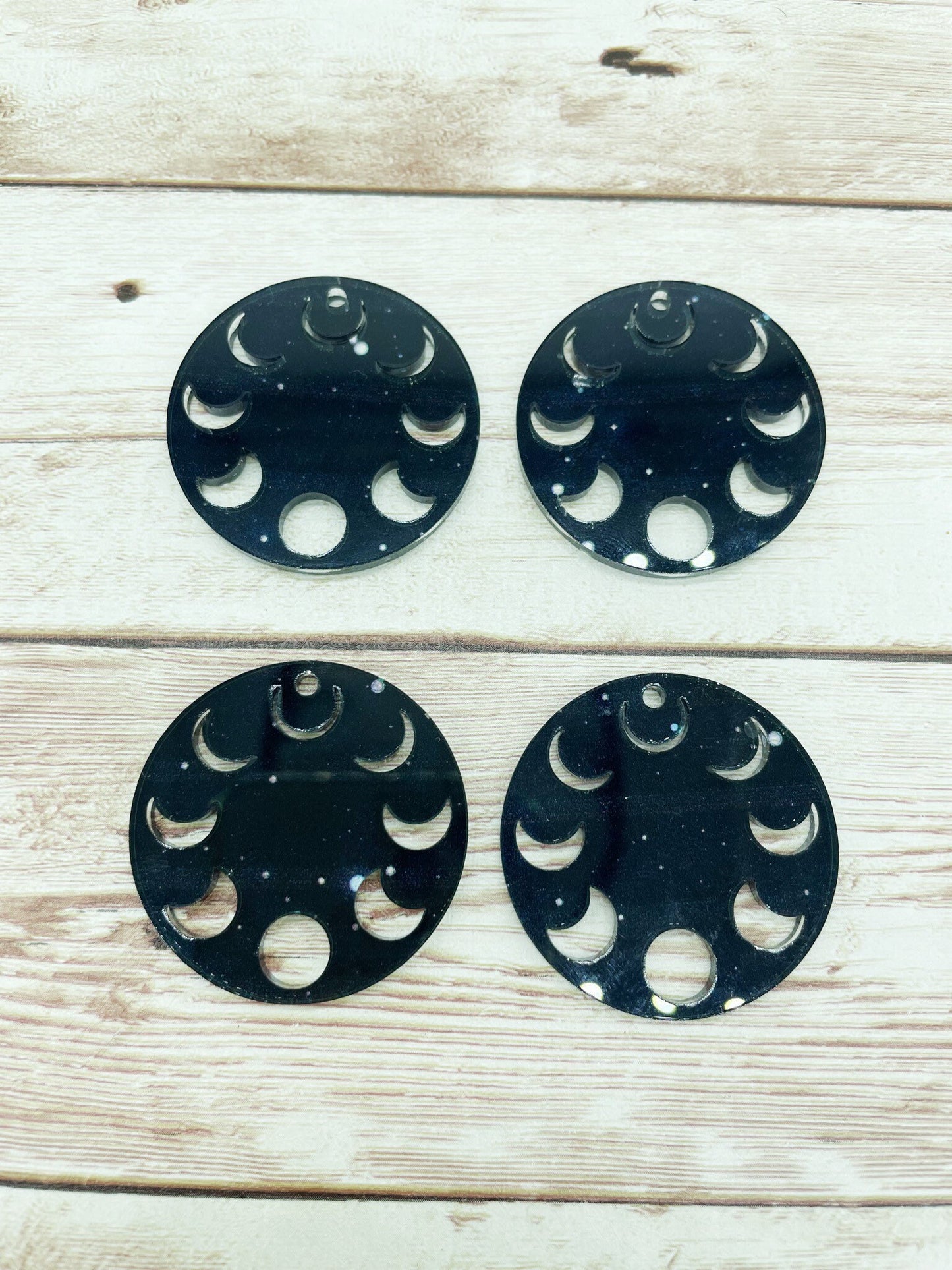 Patterned Acrylic Moon Phases Earring Blanks, DIY Jewelry Making