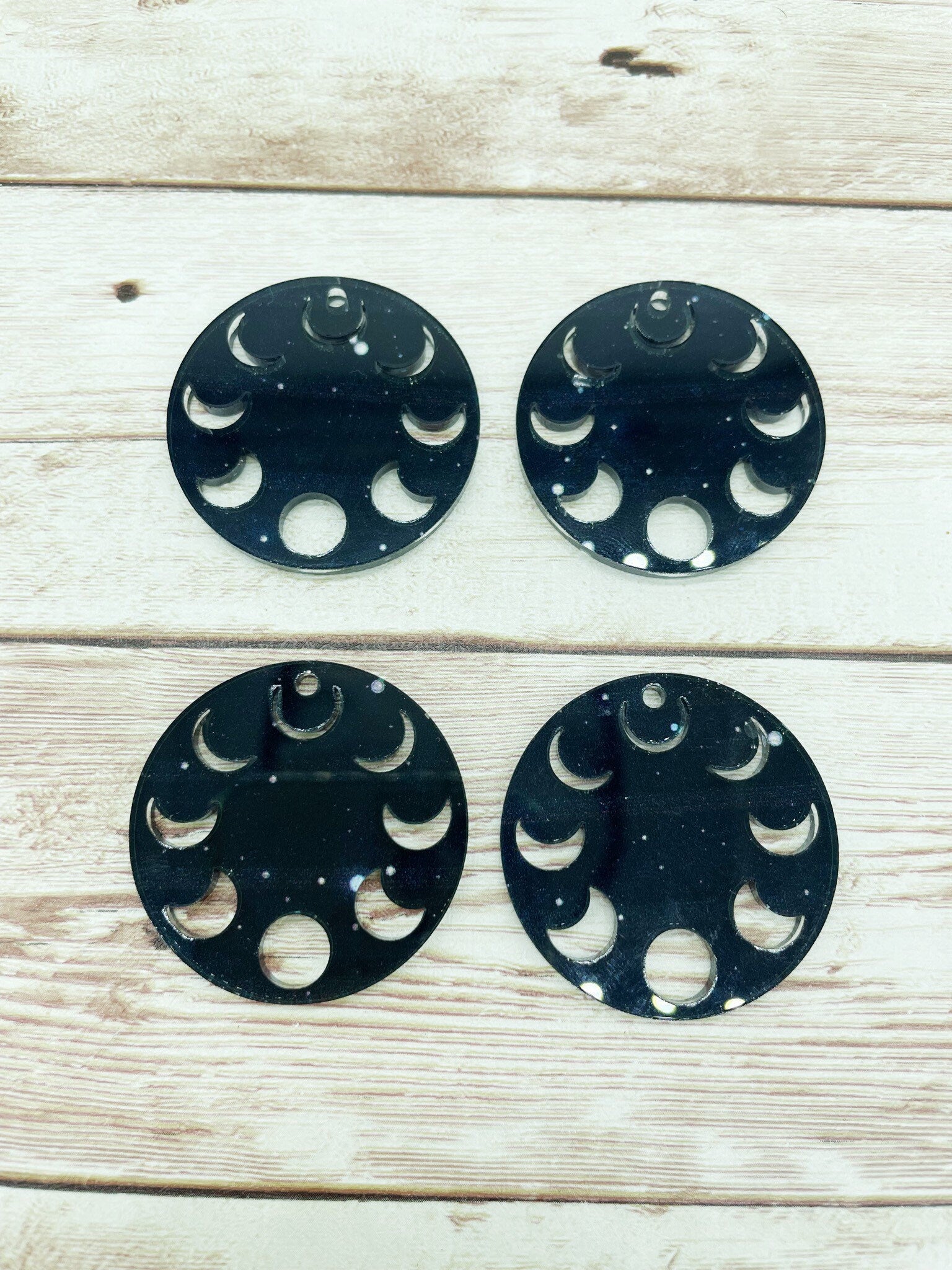 Patterned Acrylic Moon Phases Earring Blanks, DIY Jewelry Making