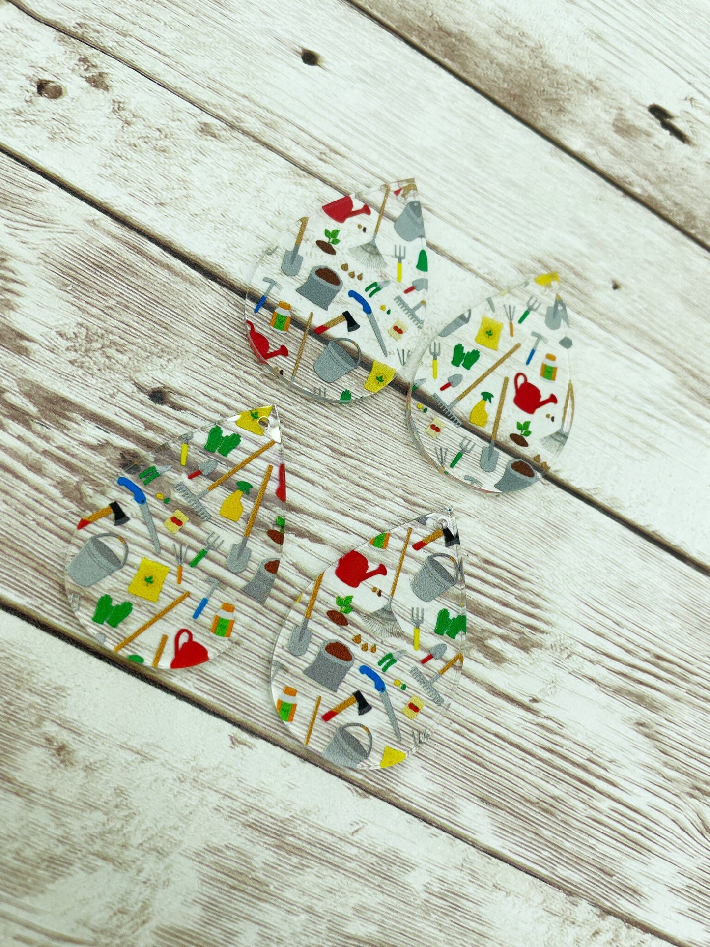 Patterned Garden Outdoor Teardrop Earring Blanks, DIY Jewelry Making