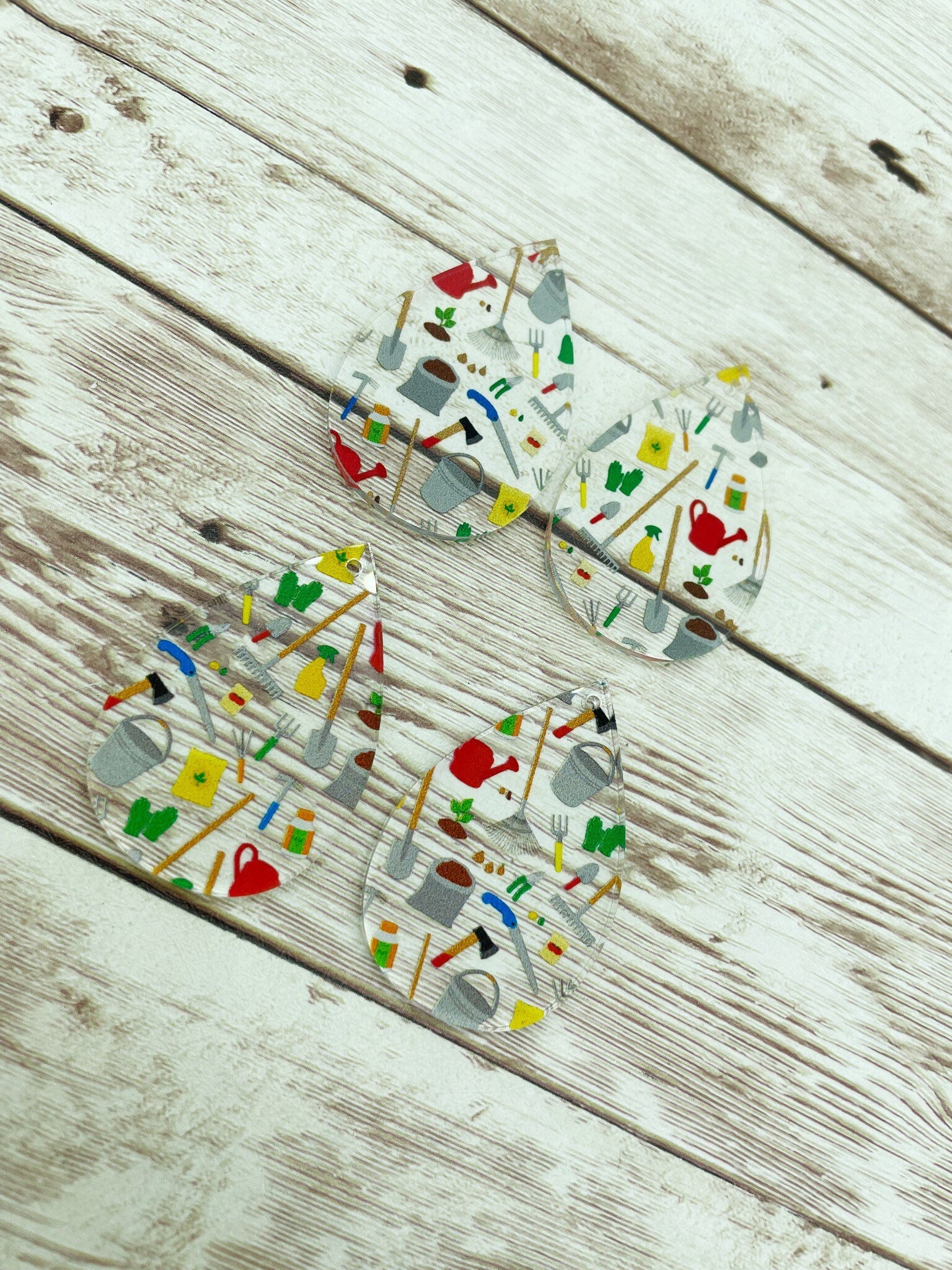 Patterned Garden Outdoor Teardrop Earring Blanks, DIY Jewelry Making