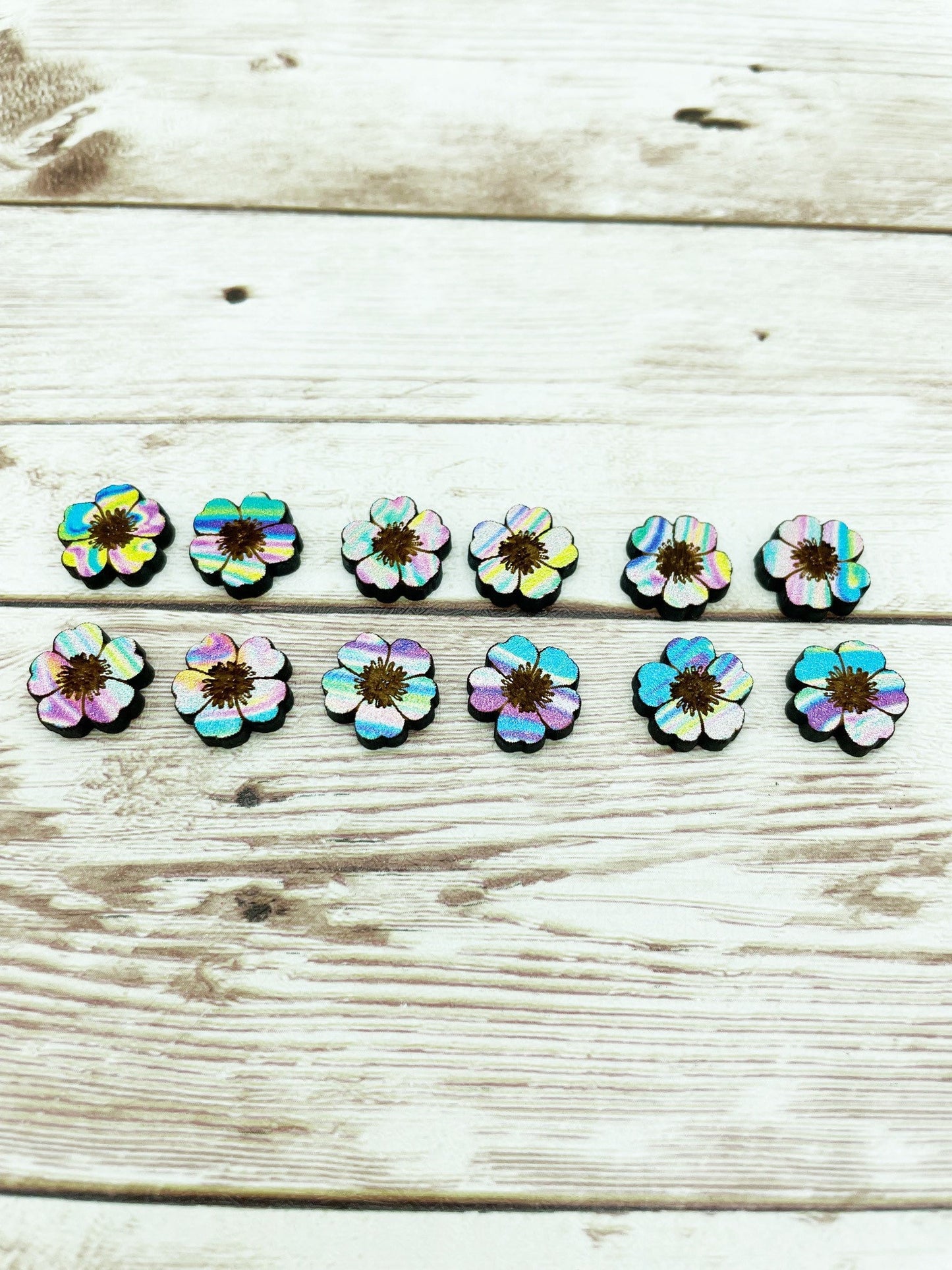 Patterned Flower Stud Earring Blanks Set of 6 Pair DIY Jewelry Making