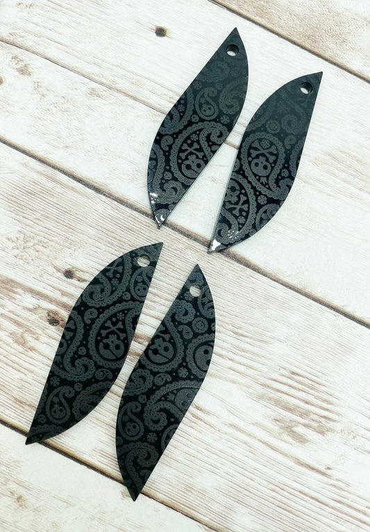 Patterned Paisley Skull Acrylic Earring Blanks, DIY Jewelry Making