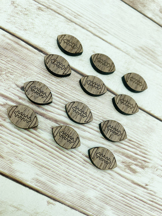 Finished Walnut Stud Football Earring Blanks Set of 6 Pair DIY Jewelry Making