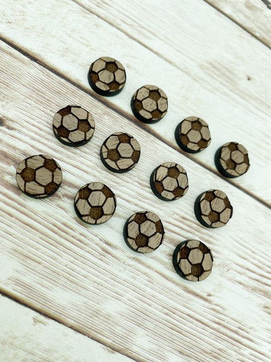 Finished Walnut Stud Soccer Earring Blanks Set of 6 Pair DIY Jewelry Making