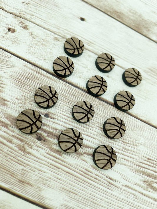 Finished Walnut Stud Basketball Earring Blanks Set of 6 Pair DIY Jewelry Making