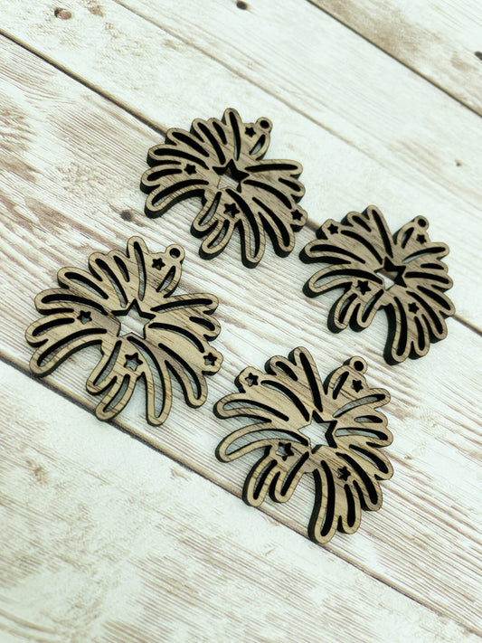 Wood Fireworks Earring Blanks, Finished Walnut Blank, DIY Jewelry Making