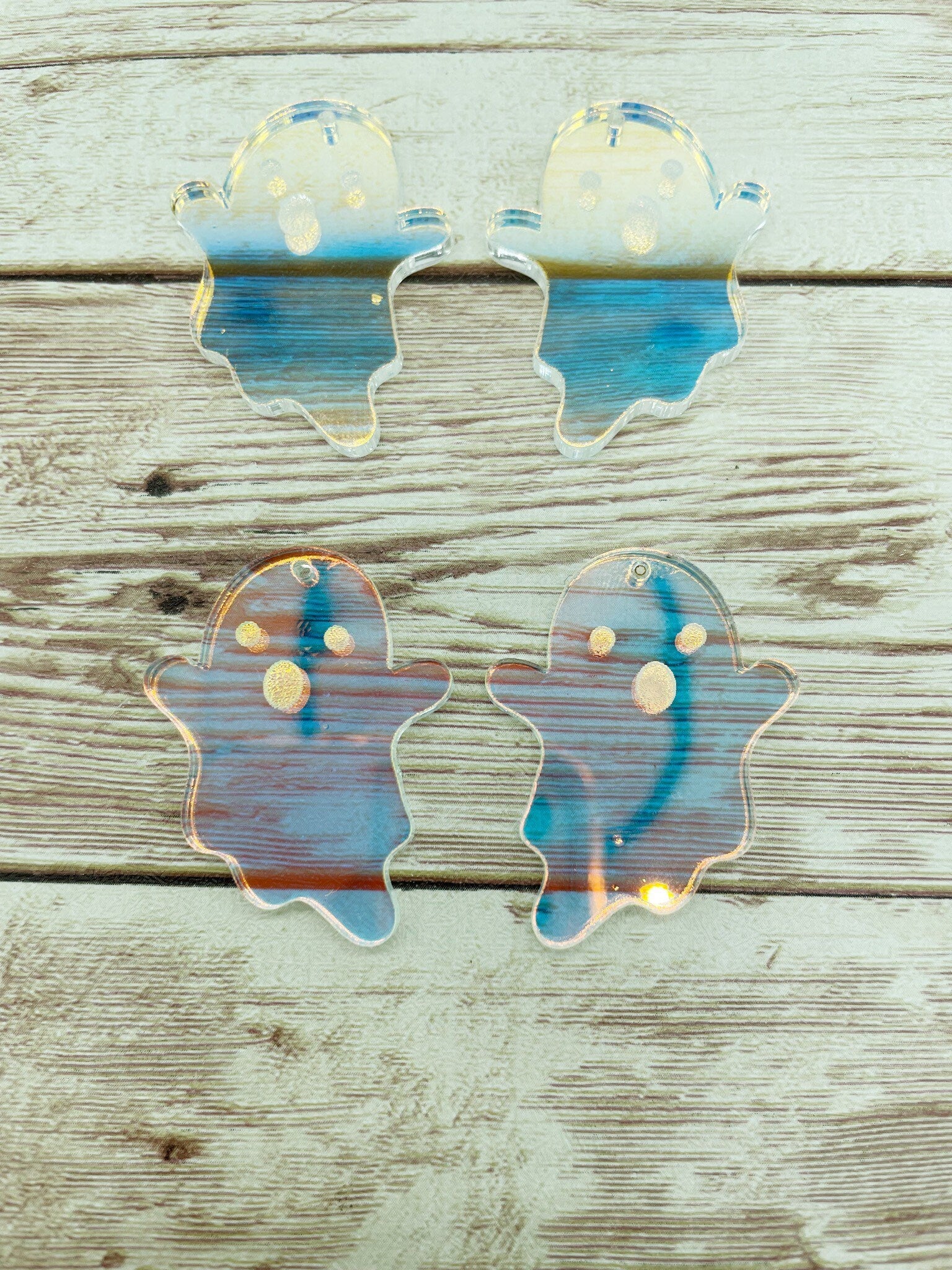 Iridescent Acrylic Ghost Earring Blanks, DIY Jewelry Making