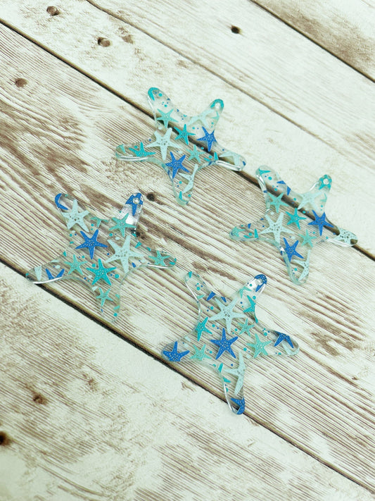 Patterned Acrylic Starfish Earring Blanks, DIY Jewelry Making