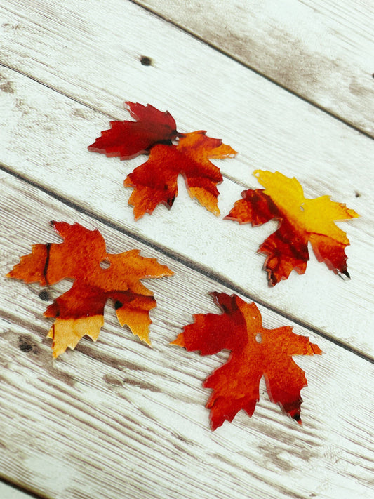 Patterned Fall Acrylic Maple Leaf Earring Blanks, DIY Jewelry Making