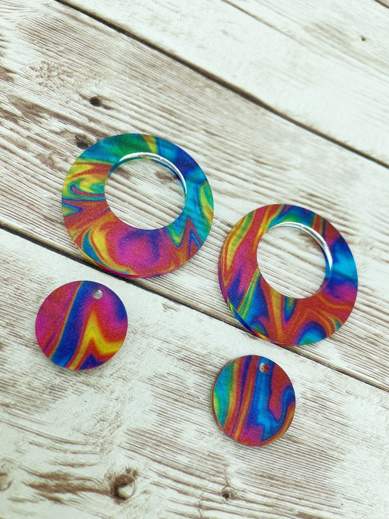 Patterned Colorful Acrylic Hoop Set Earring Blanks, DIY Jewelry Making