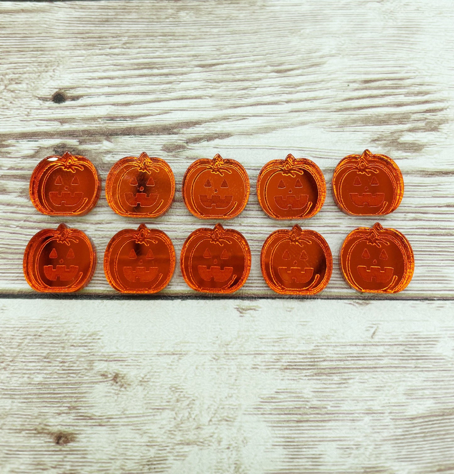 Acrylic Mirrored Orange Pumpkin Stud Earring Blanks Set of 5 Pair DIY Jewelry Making