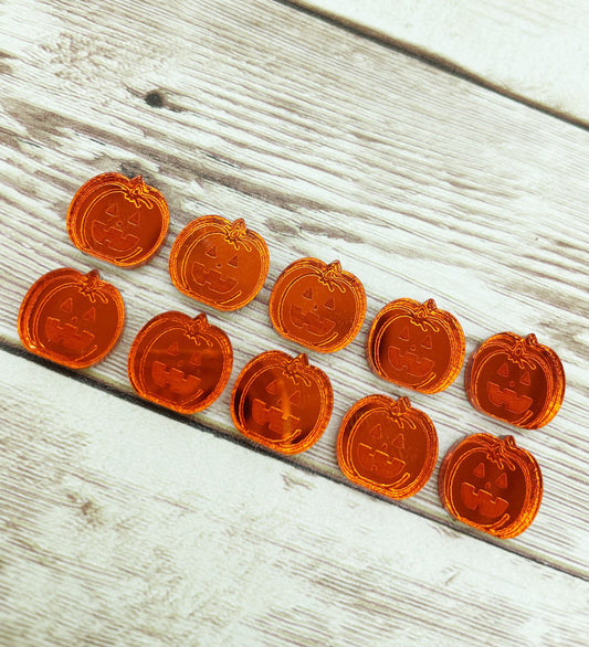 Acrylic Mirrored Orange Pumpkin Stud Earring Blanks Set of 5 Pair DIY Jewelry Making