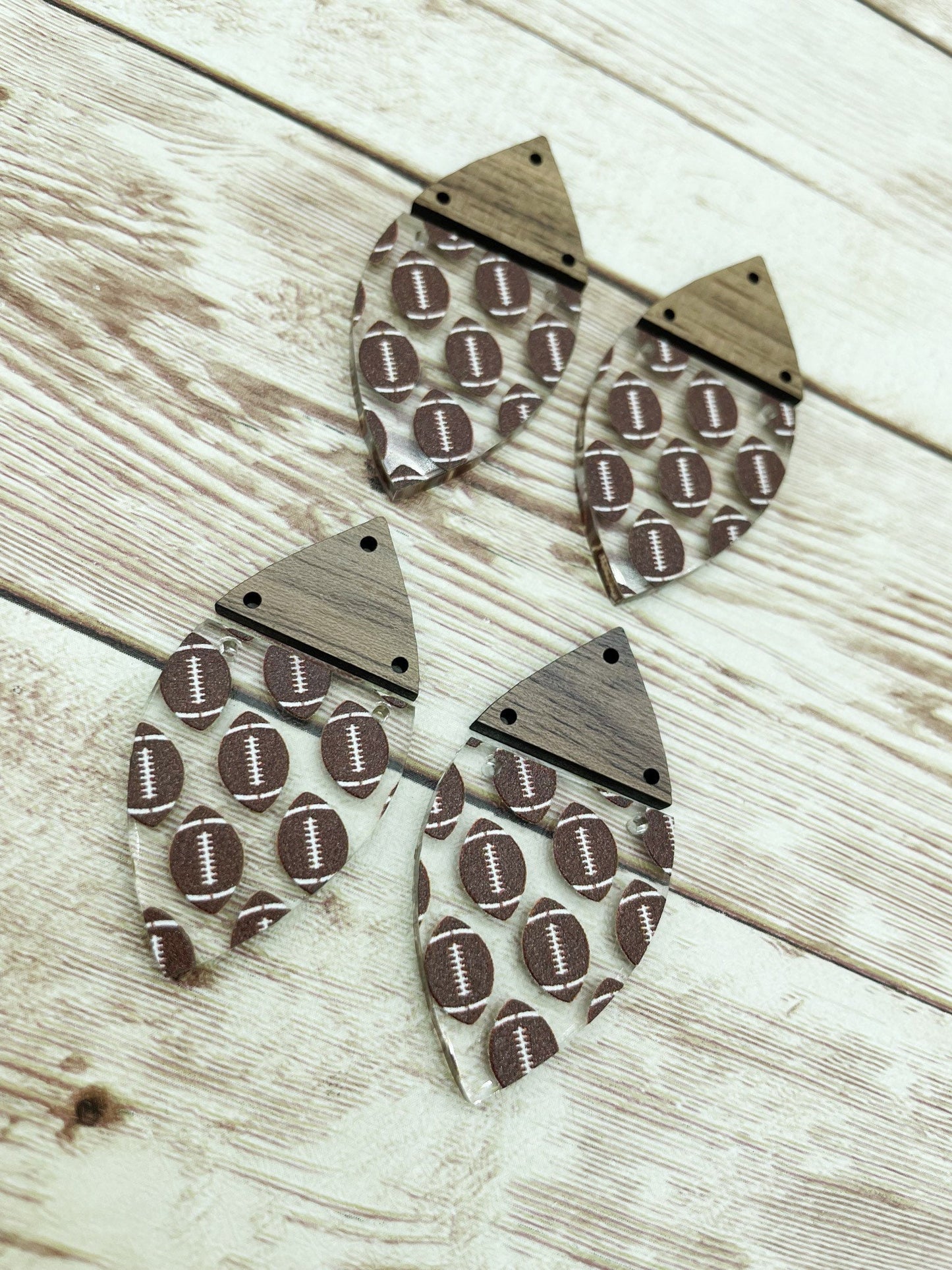 Patterned Football Acrylic and Wood, DIY Jewelry Making