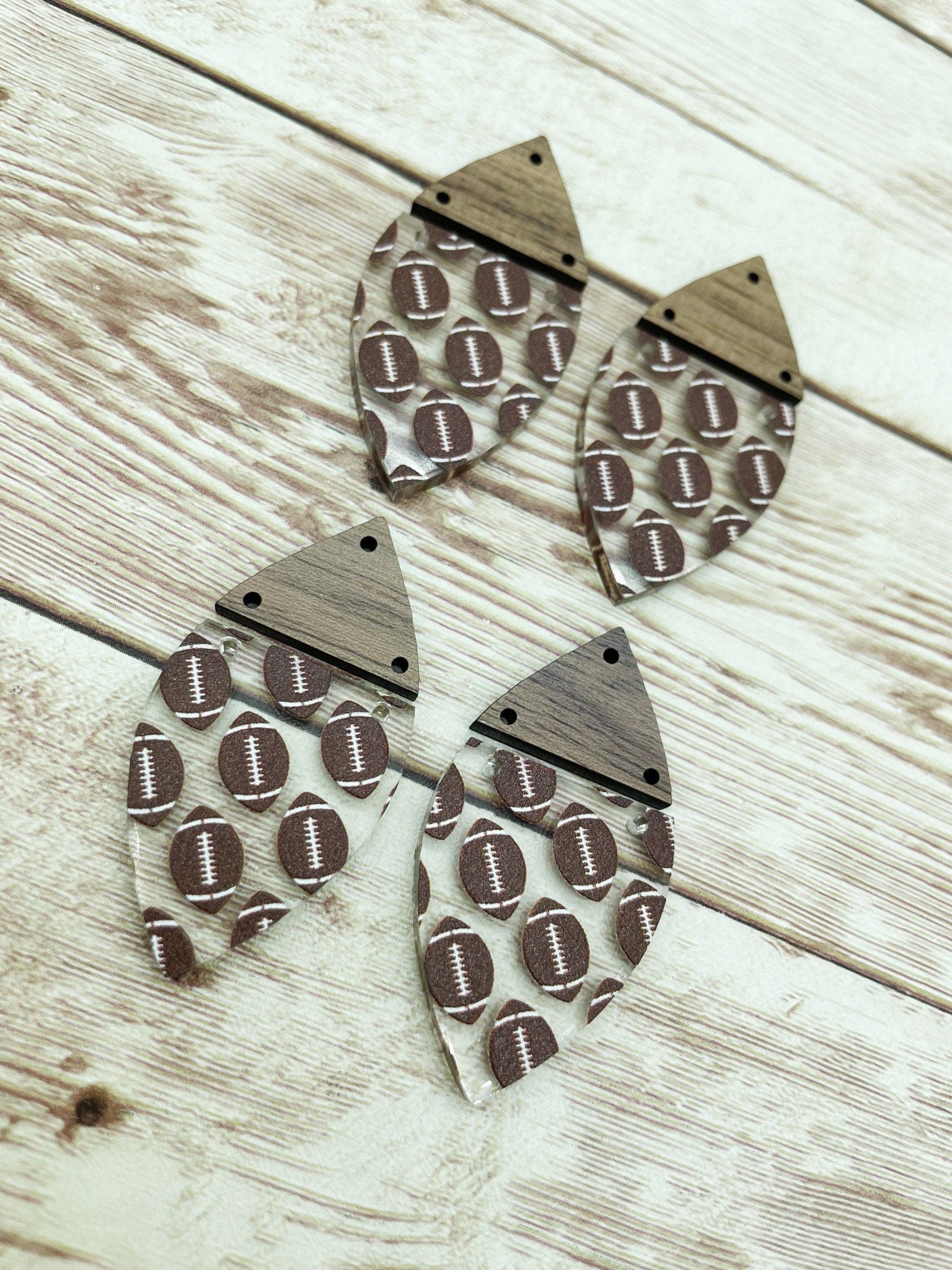 Patterned Football Acrylic and Wood, DIY Jewelry Making