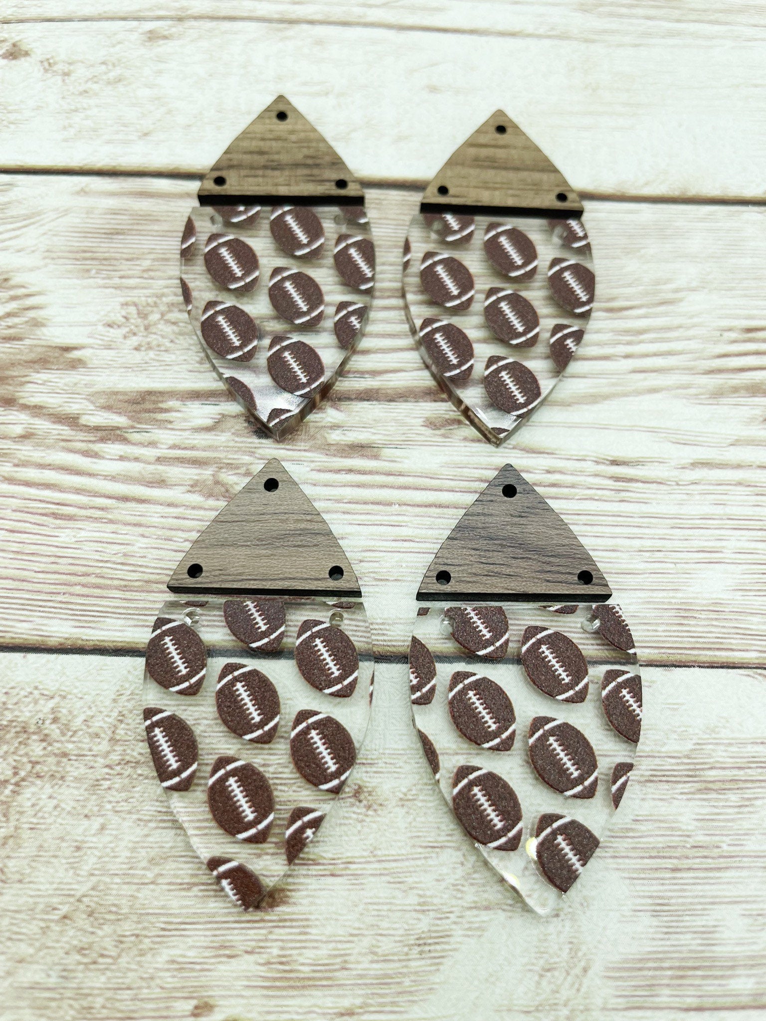 Patterned Football Acrylic and Wood, DIY Jewelry Making