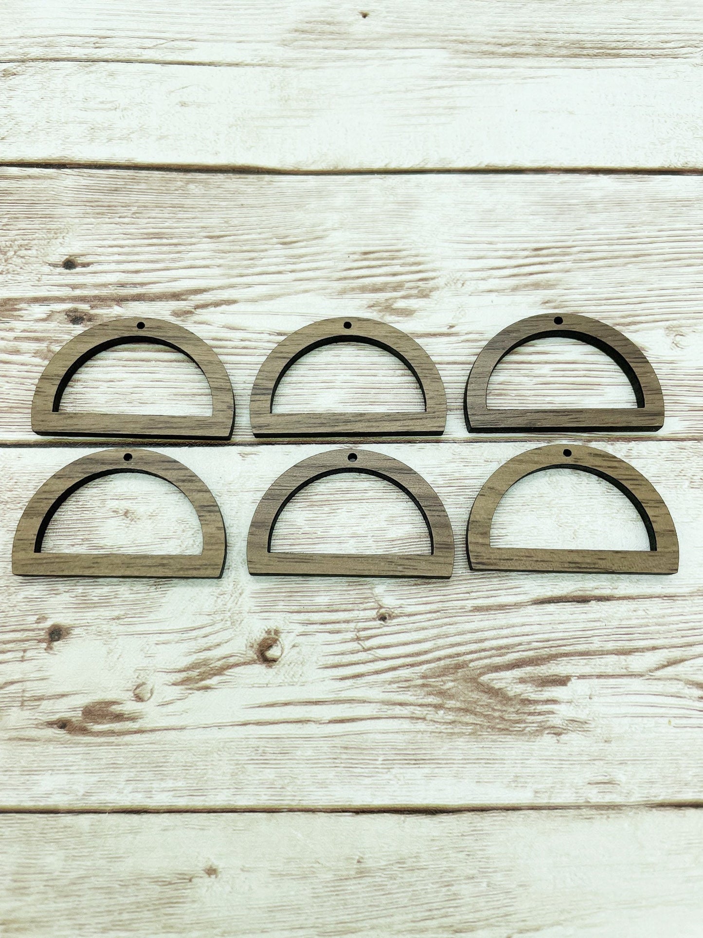 Finished Walnut Half Circle Macrame Earring Blanks Set of 3 Pair DIY Jewelry Making