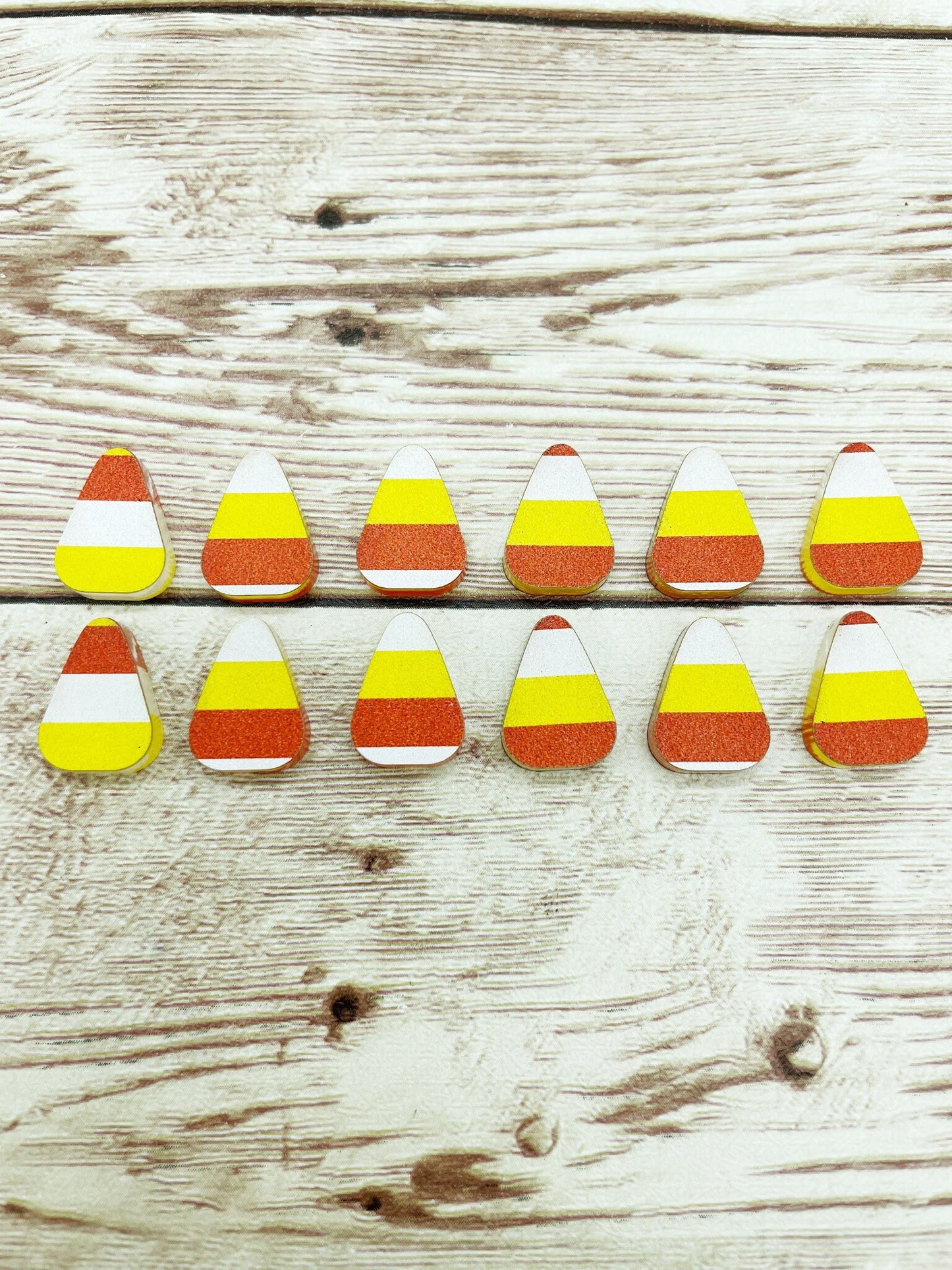 Acrylic Candy Corn Stud Earring Blanks Set of 6 Pair DIY Jewelry Making