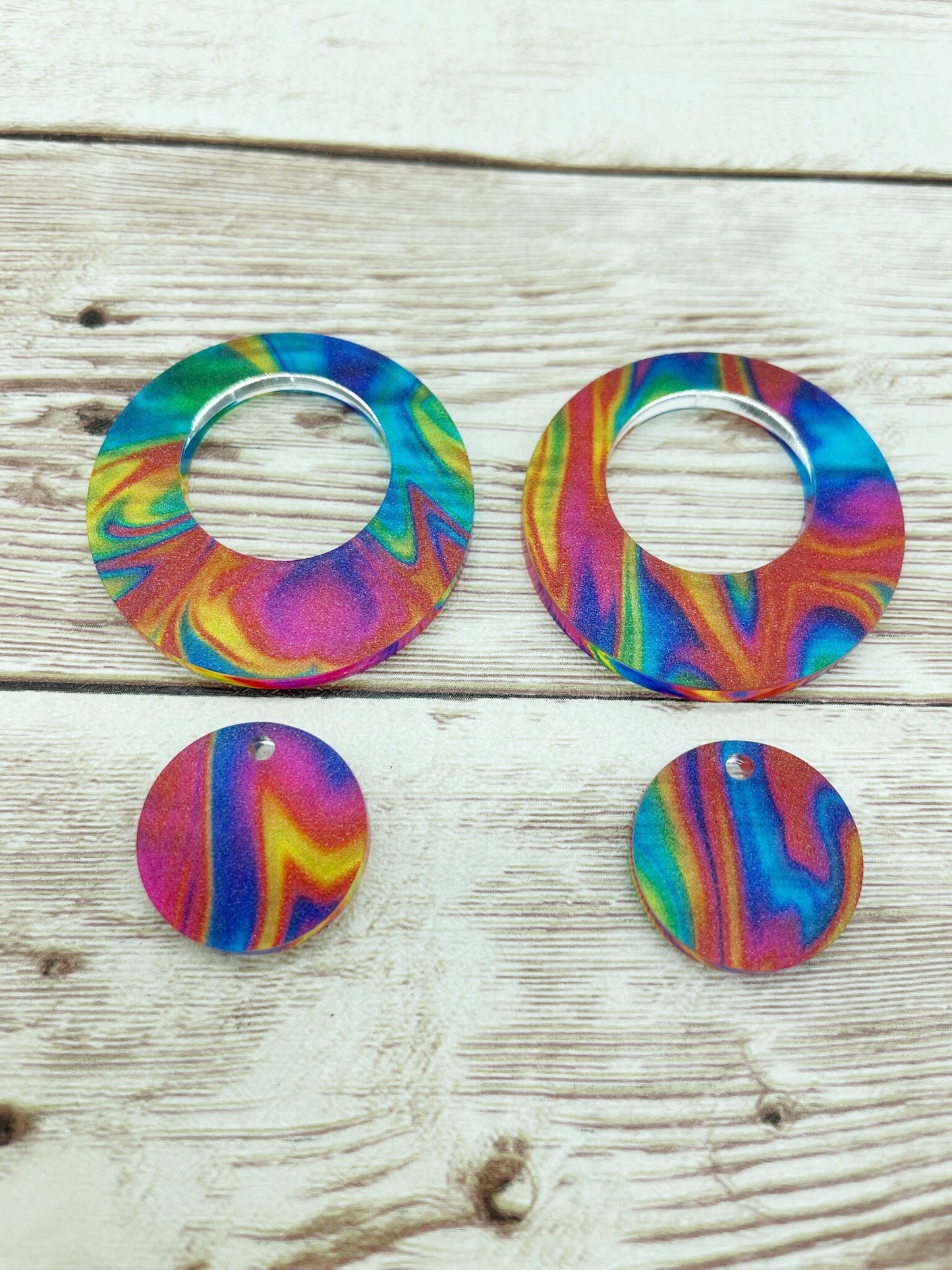 Patterned Colorful Acrylic Hoop Set Earring Blanks, DIY Jewelry Making