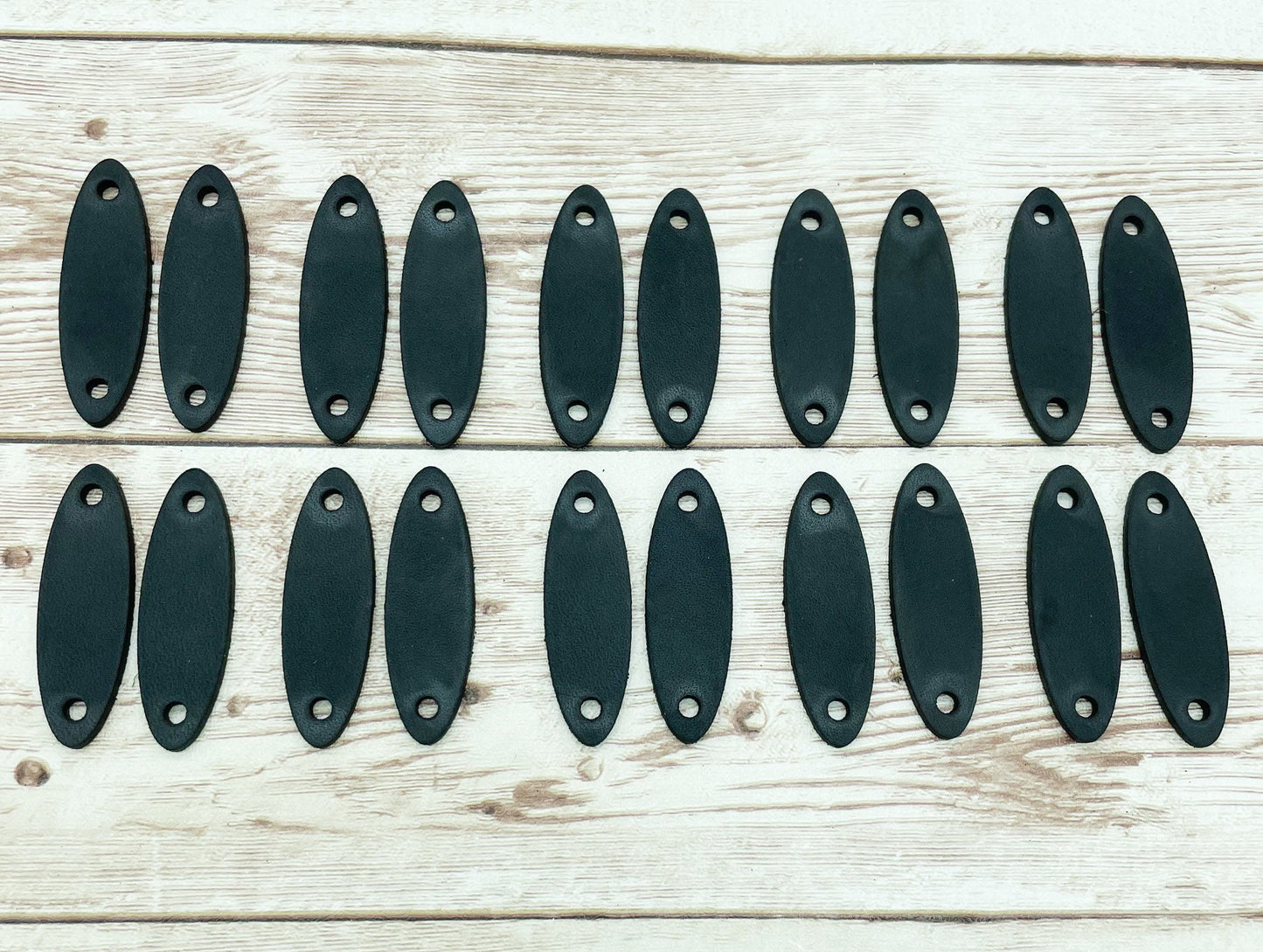 Black Vegetable Tanned Leather Cuffs Set of 10 Pair, Earring Connectors, DIY Jewelry Making