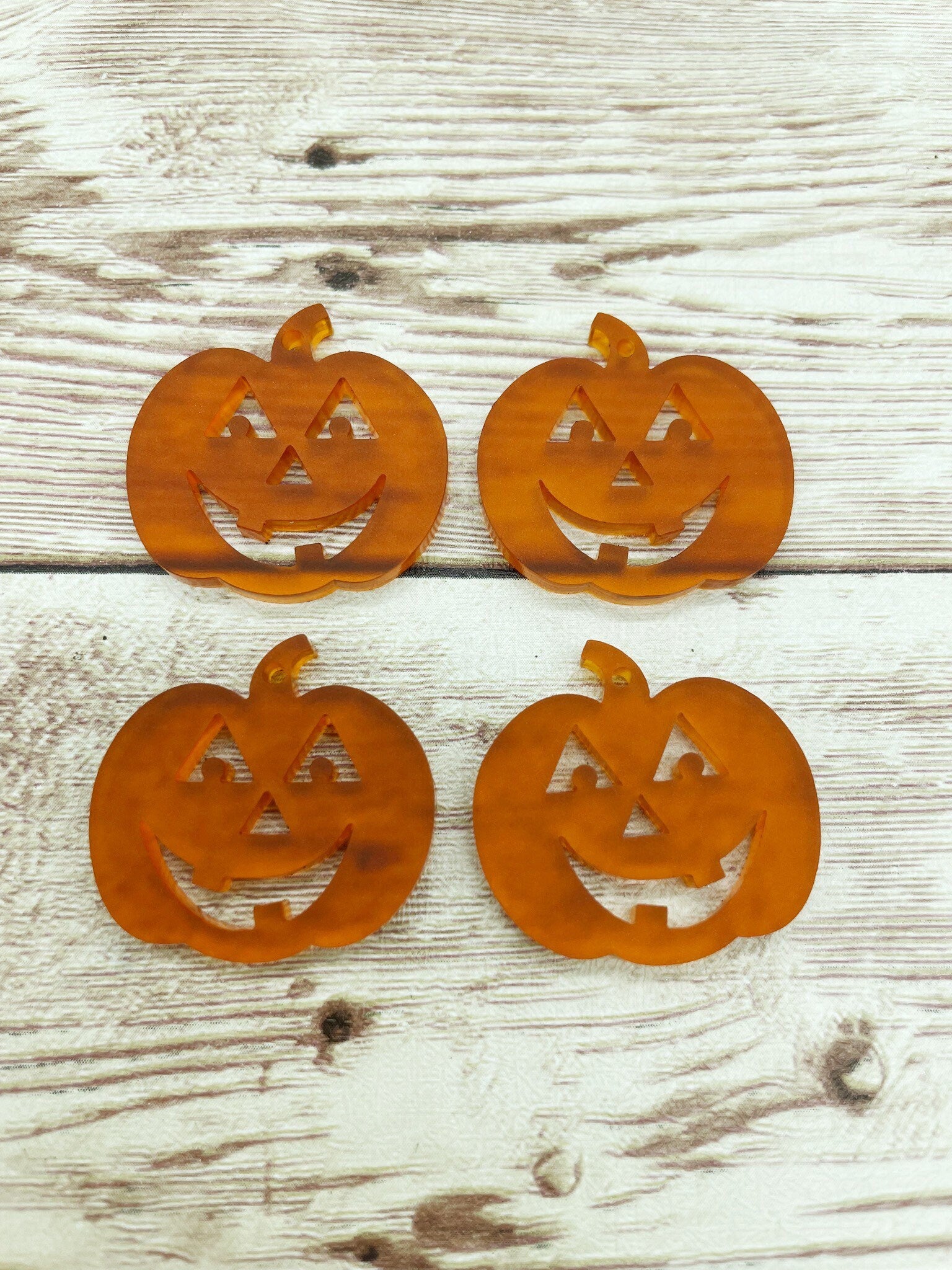 Frosted Orange Jack-o-lantern Pumpkin Acrylic Earring Blanks, DIY Jewelry Making