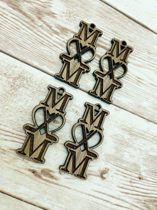 Wood Engraved Hockey Mom Sports Earring Blanks, Finished Walnut Blank, DIY Jewelry Making