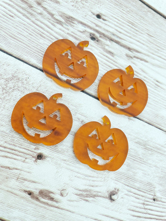 Frosted Orange Jack-o-lantern Pumpkin Acrylic Earring Blanks, DIY Jewelry Making