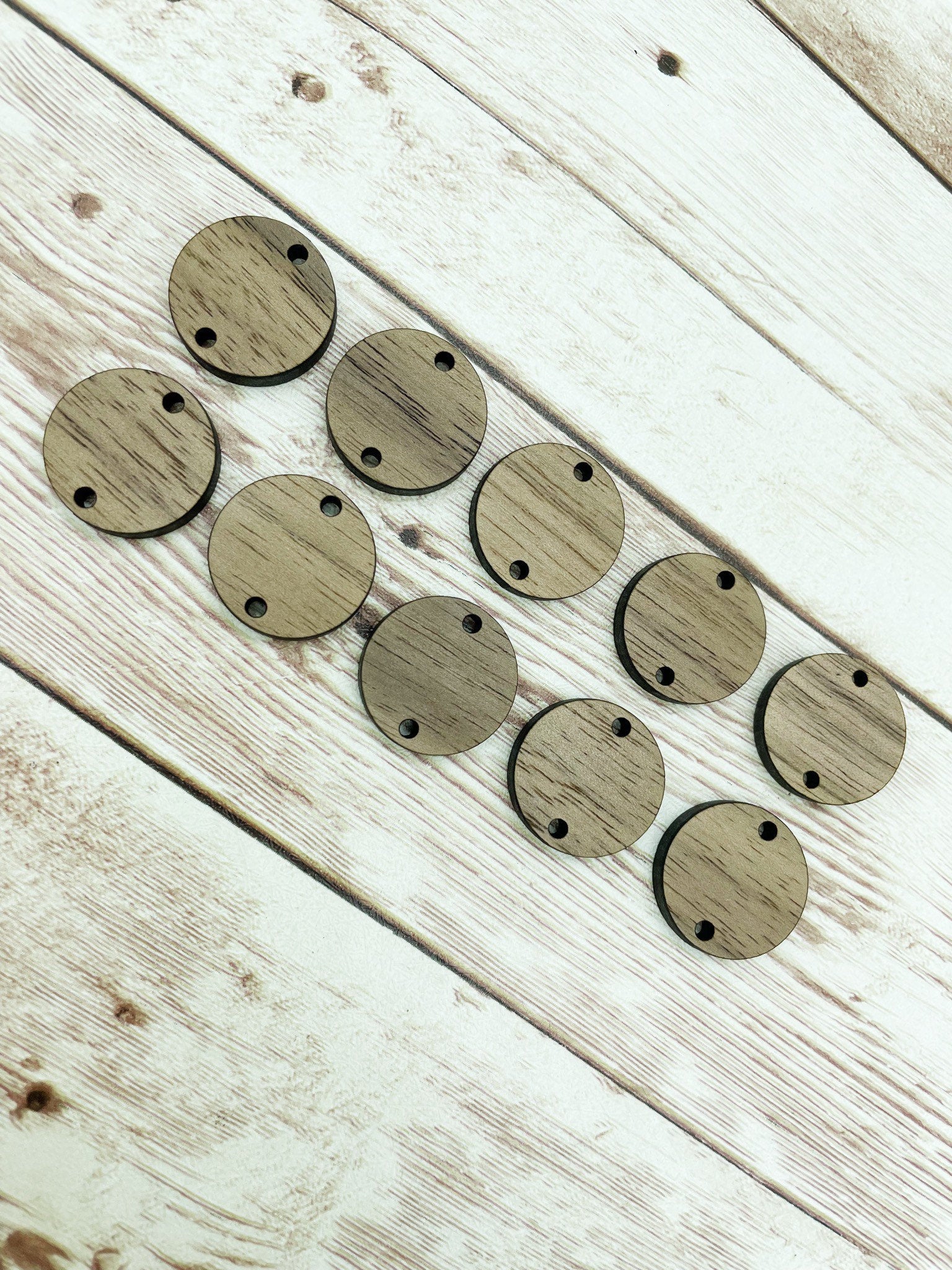Wood Round Circle Earring Connectors Set of 5 Pair, Finished Walnut Blank, DIY Jewelry Making